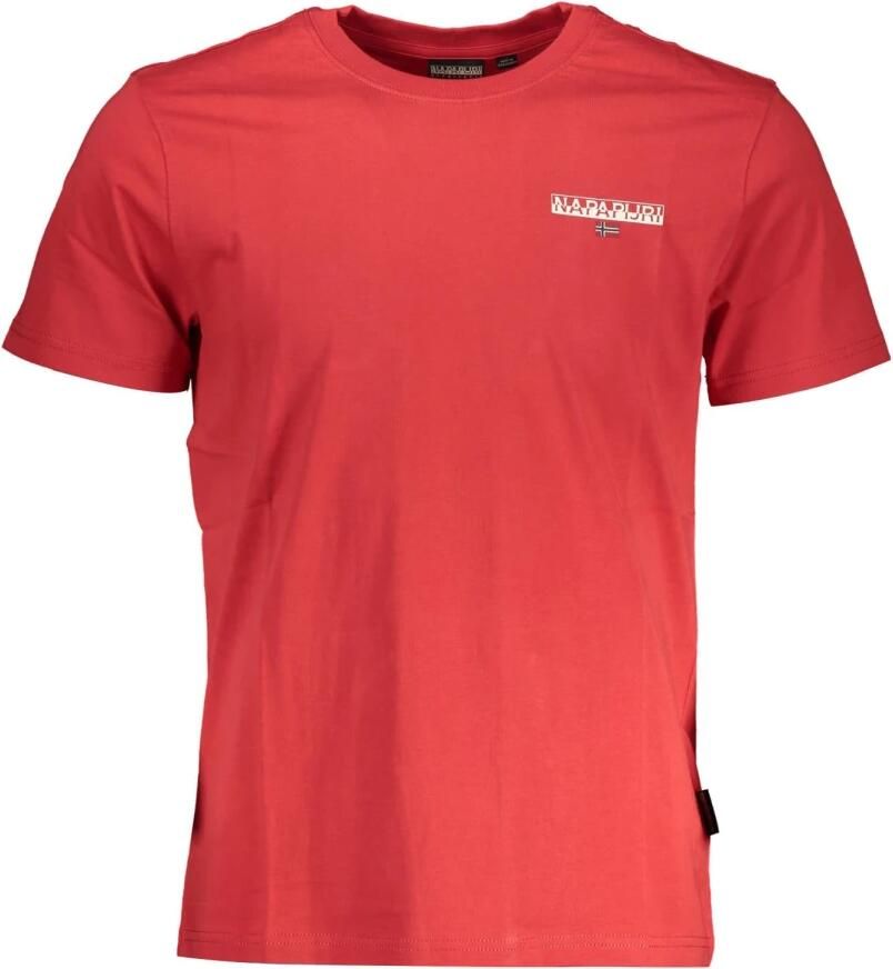 Napapijri Rode Katoenen T-Shirt met Print en Logo Red Heren
