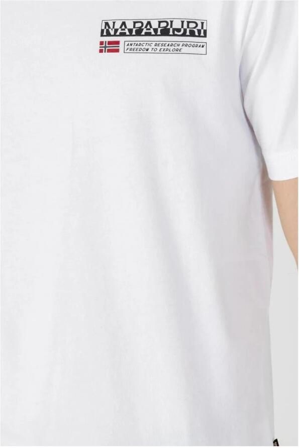 Napapijri Bedrukt Logo Biologisch Katoen T-shirt White Heren - Foto 2