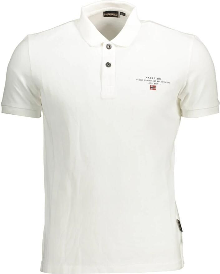 Napapijri Witte Katoenen Polo Shirt met Print en Logo White Heren
