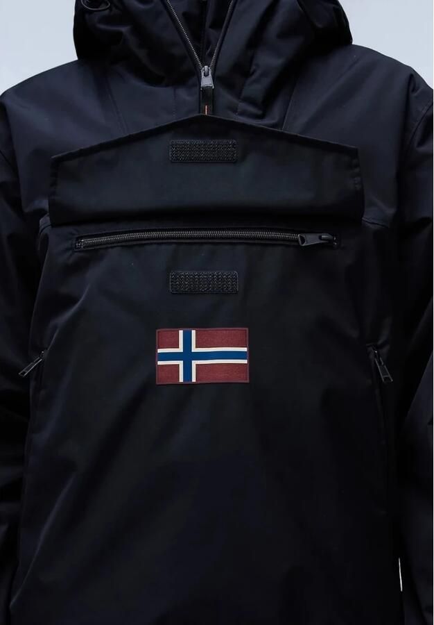 Napapijri Zwarte Polyesterjas Herfst Winter Collectie Black Heren