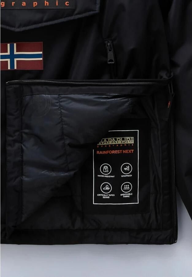 Napapijri Zwarte Polyesterjas Herfst Winter Collectie Black Heren - Foto 3