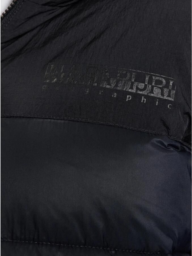 Napapijri Zwarte jas met ritssluiting en lange mouwen Black Heren