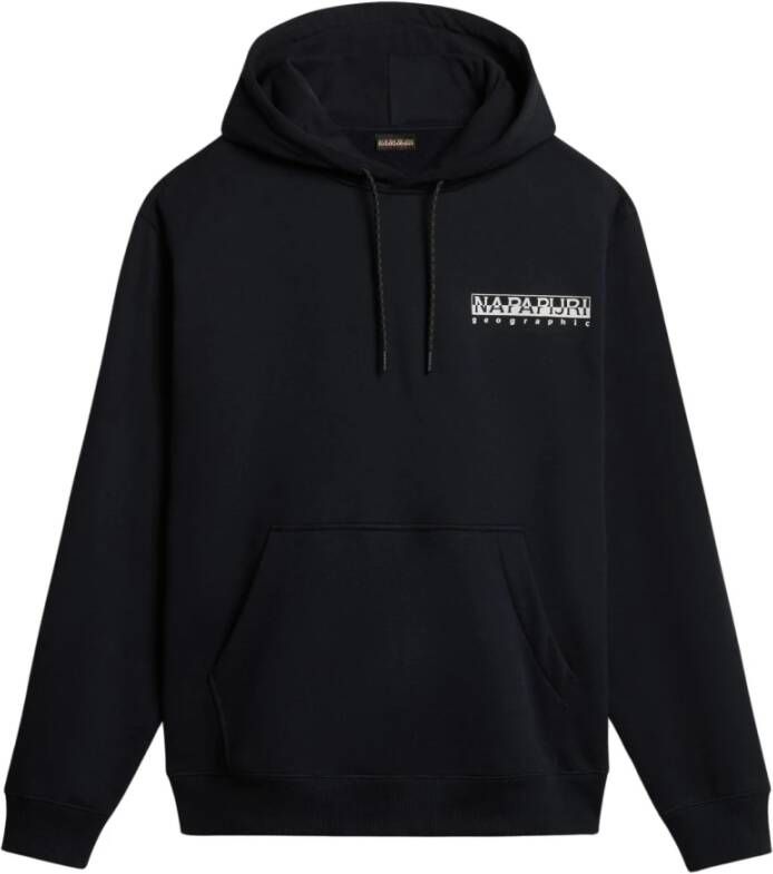 Napapijri Zwarte Katoenen Hoodie Sweatshirt met Print Black Heren