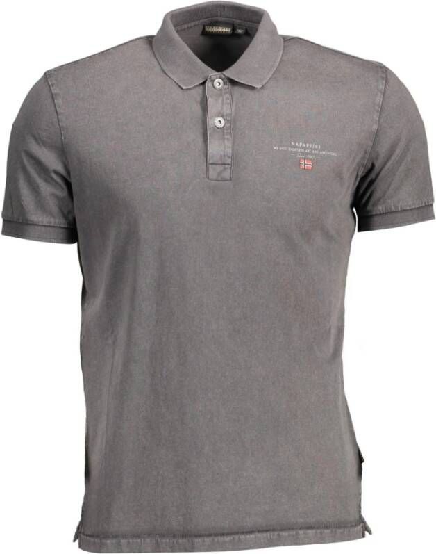 Napapijri Grijze Polo Shirt met Print en Logo Gray Heren