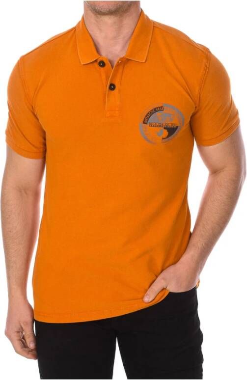 Napapijri Oranje Polo met korte mouwen Oranje Polo Shirt met Korte Mouwen Green Orange Heren
