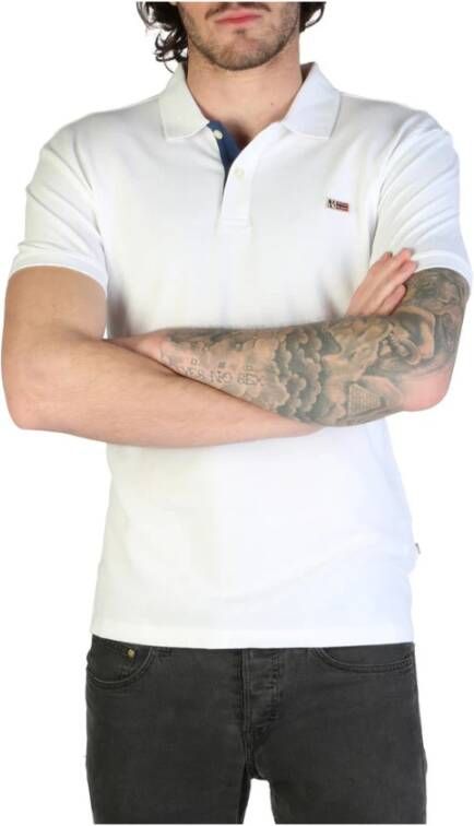 Napapijri Heren Slim Fit Logo Polo Shirt White Heren