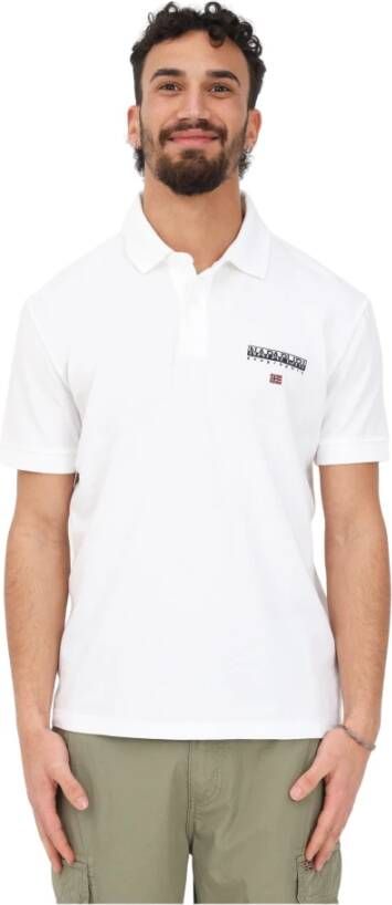 Napapijri Wit Polo Shirt met Print en Logo White Heren