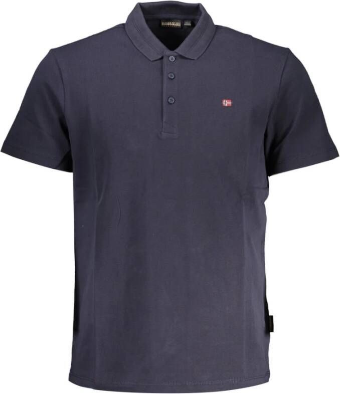 Napapijri Blauw Katoenen Polo met Emblematisch Detail Blue Heren