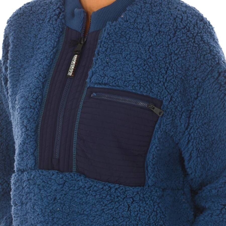 Napapijri Marineblauwe Fleece Sweatshirt met Rits Blue Dames
