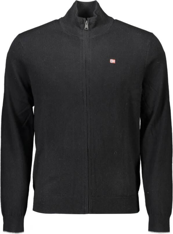 Napapijri Zwarte Wollen Shirt met Lange Mouwen en Rits Black Heren