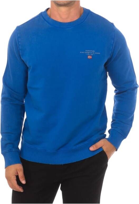 Napapijri Navy Blauwe Sweatshirt met Merklogo Blue Heren