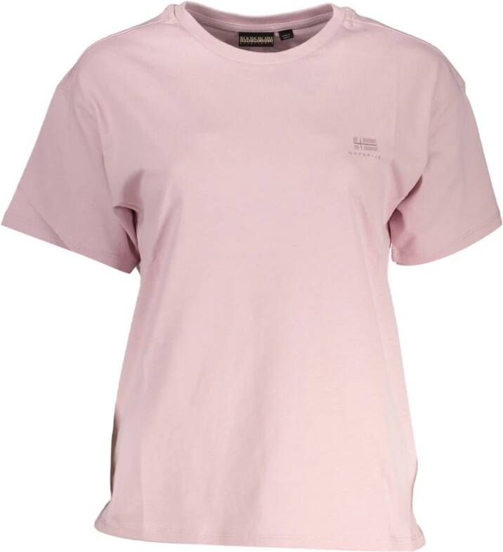 Napapijri Roze Katoenen Tops & T-Shirt met Print Pink Dames
