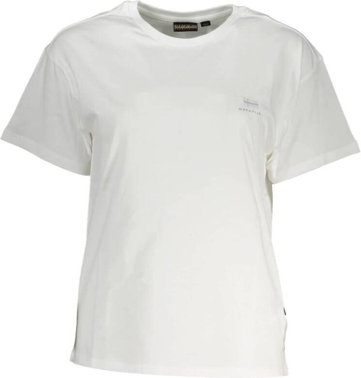 Napapijri Stijlvol wit T-shirt met geborduurd logo White Dames