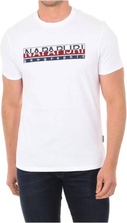 Napapijri Witte T-shirt met korte mouwen en merklogo White Heren