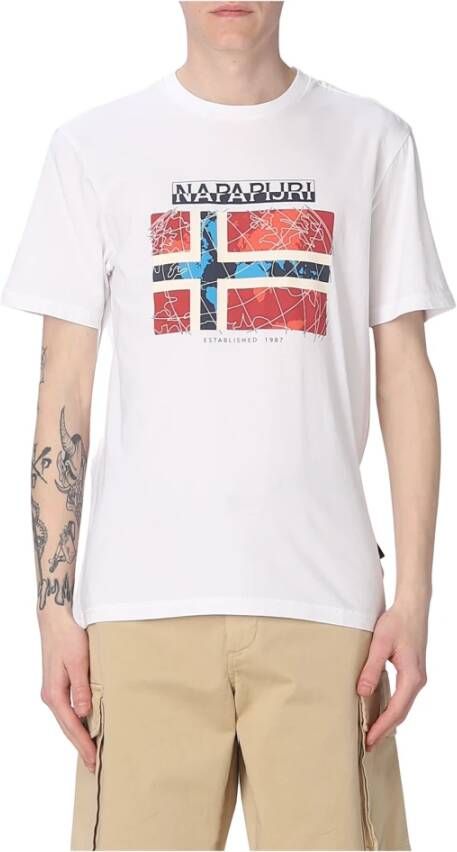 Napapijri Korte mouw T-shirt voor mannen White Heren