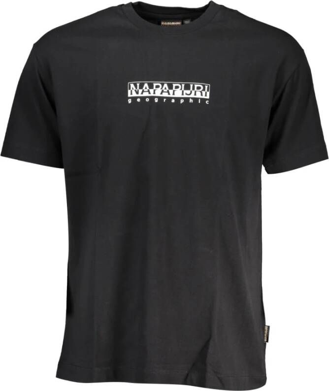 Napapijri Zwart Katoenen T-Shirt met Print Black Heren