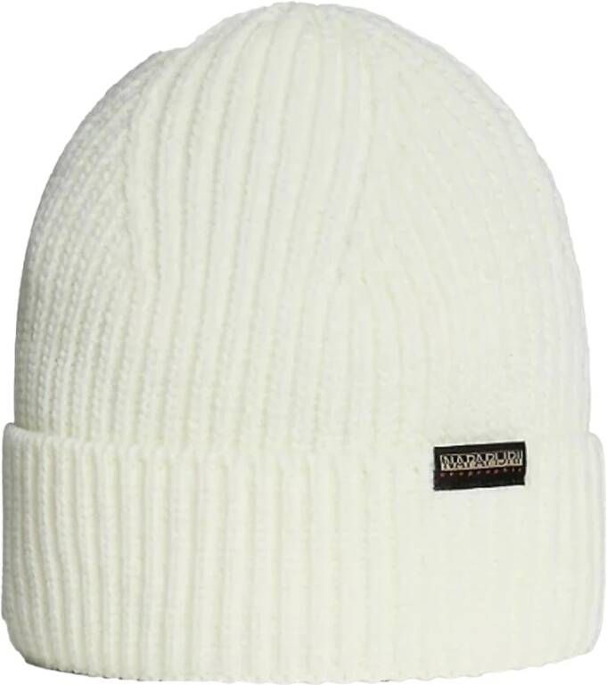 Napapijri Witte Gebreide Hoed met Merklogo White