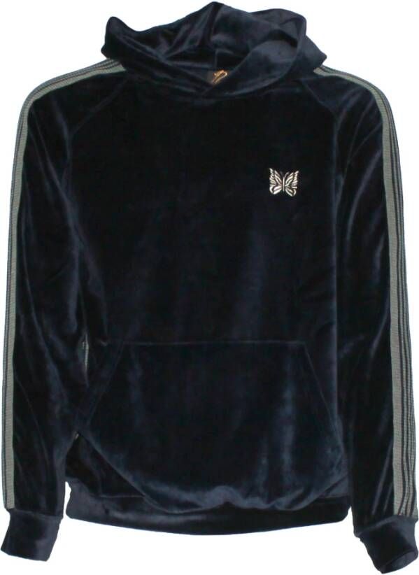 Needles Blauwe hoodie met voorzak Blue Heren