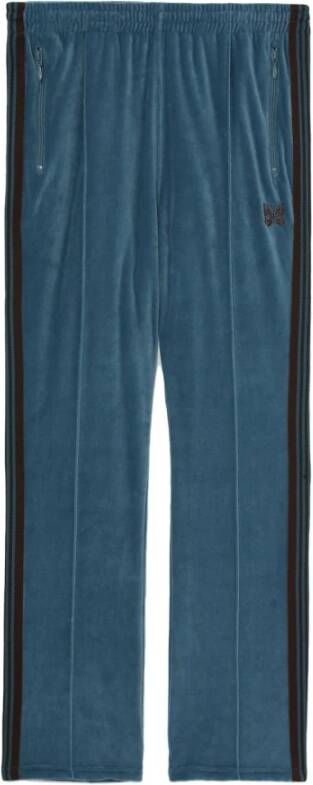 Needles Straight Trousers Blauw Heren