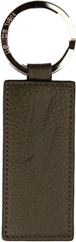 Neil Barrett Elegante Leren Sleutelhanger Smaragdgroen Green Unisex