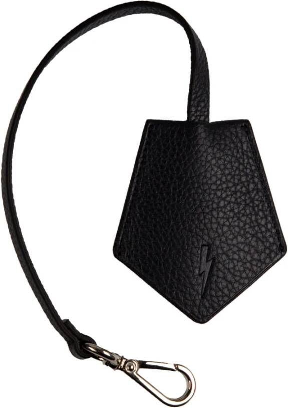 Neil Barrett Luxe Leren Sleutelhanger Stijlvol Ontwerp Black Heren