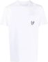 Neil Barrett Geborduurd Thunderbolt Logo Crewneck T-Shirt White Heren - Thumbnail 1