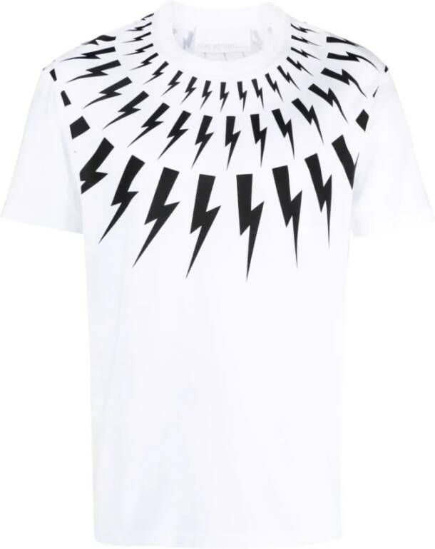 Neil Barrett Witte T-shirt met Thunderbolt Print White Heren