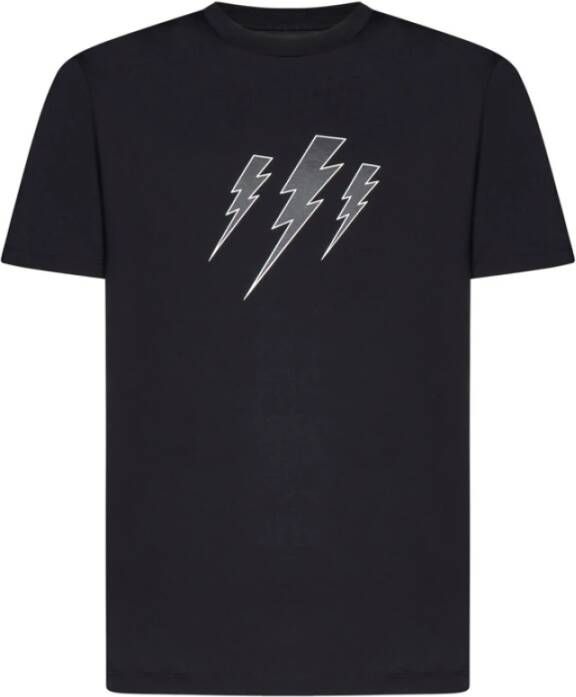 Neil Barrett Zwarte Thunderbolt Print T-shirts en Polos Black Heren