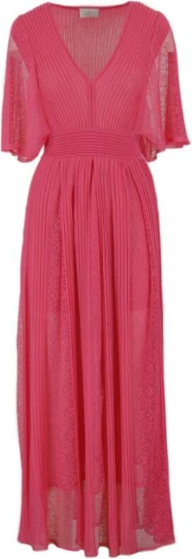 Nenette Lang Gebreide Jurk Over Fit Pink Dames