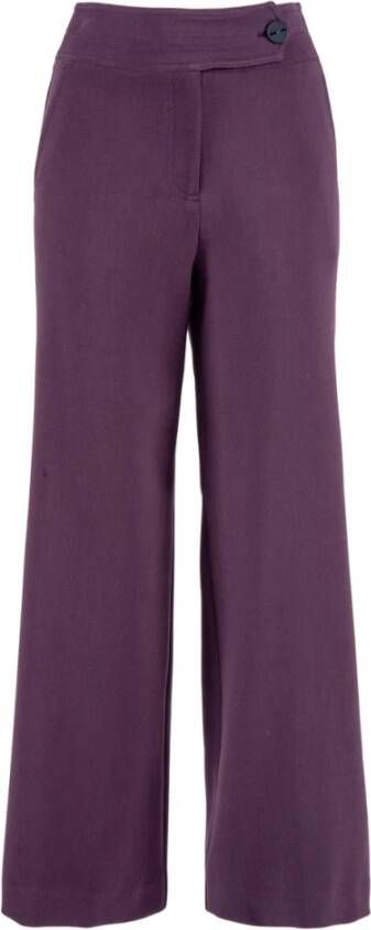 Nenette Wijde broek van dubbel crêpe Purple Dames