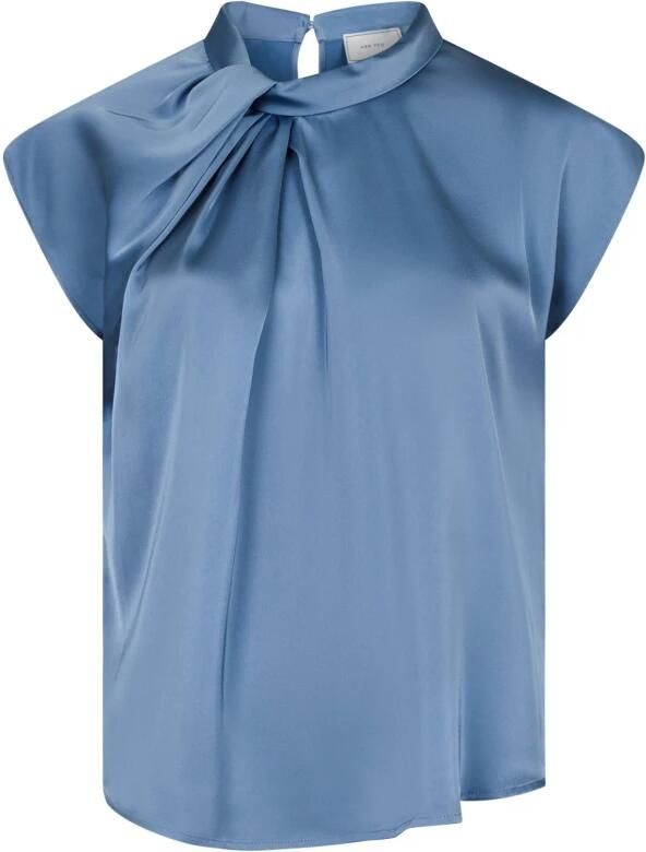 NEO NOIR Blousetop van satijn met knoopdetail model 'Fleur Drapy'