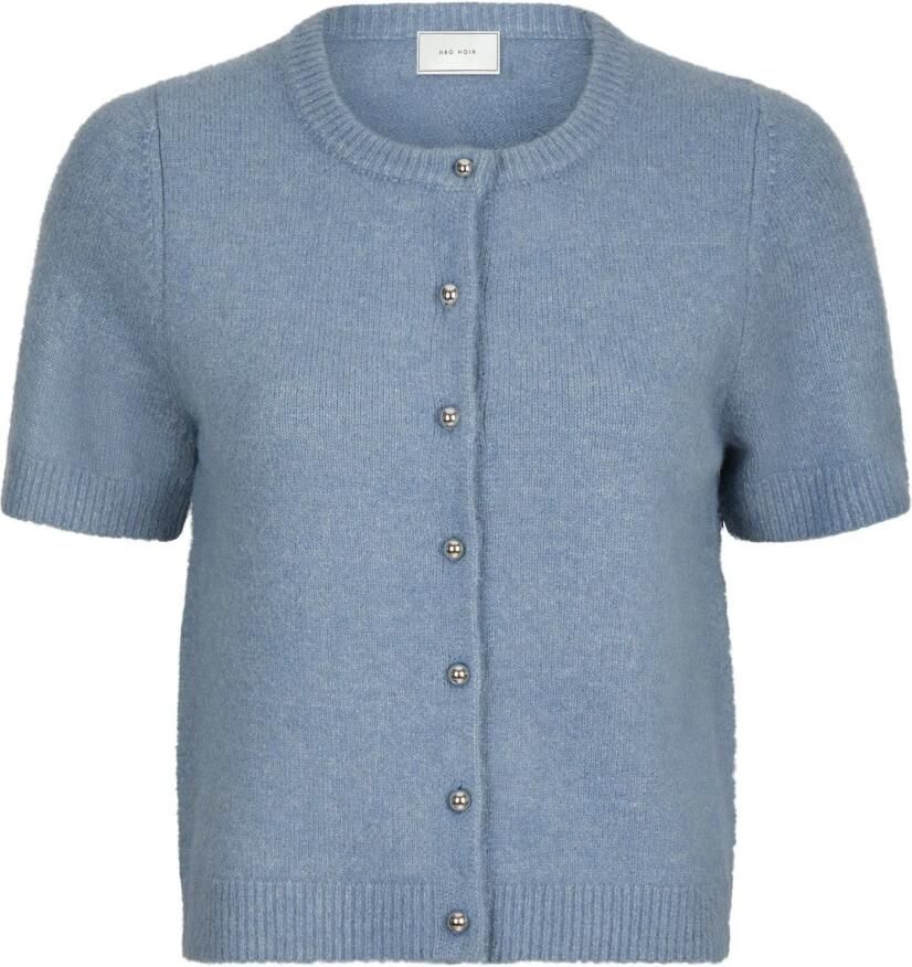 NEO NOIR Blauwe Gebreide Vest met Decoratieve Knopen Blue Dames