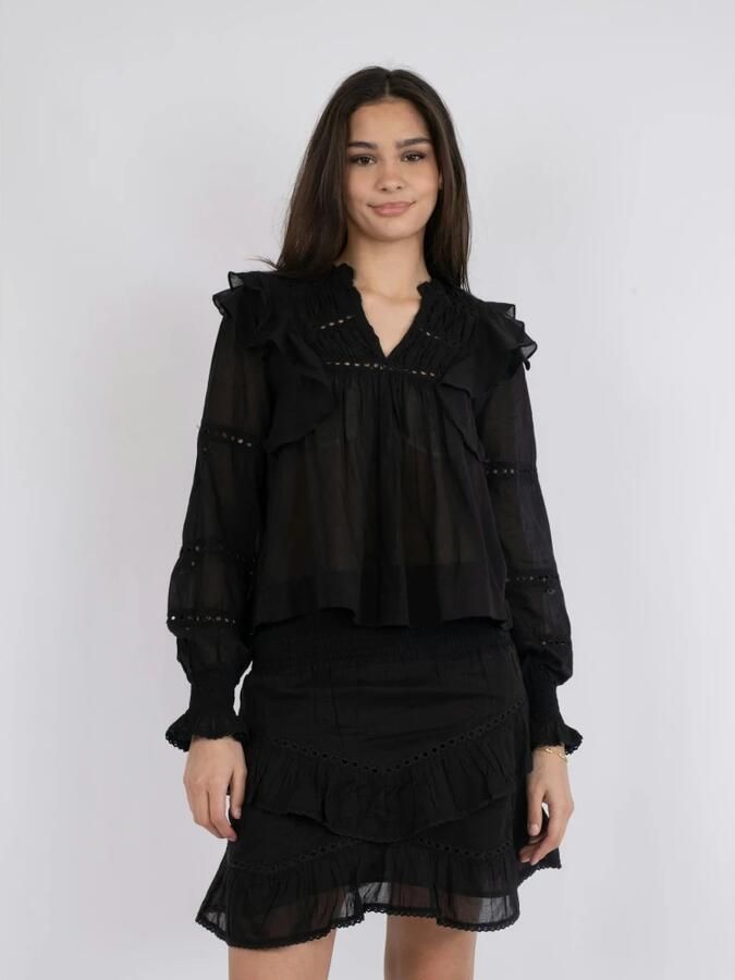 NEO NOIR Dames Blouses Aurika S Voile Blouse Zwart - Foto 2
