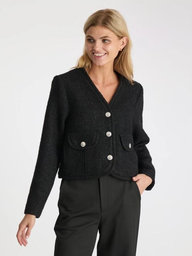 NEO NOIR Dames Truien & Vesten Manua Boucle Jacket Zwart - Foto 5