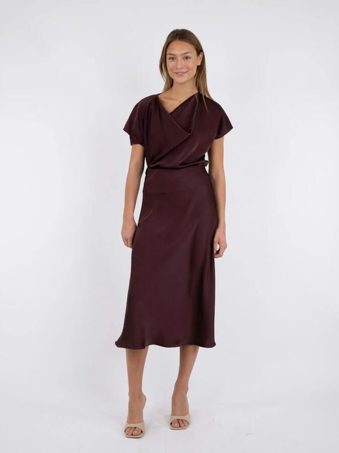 NEO NOIR Midirok van satijn met elastische band model 'URA' - Foto 9