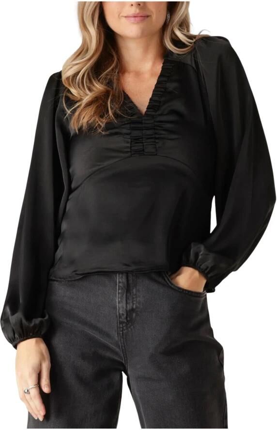 NEO NOIR Dames Blouses Istana Heavy Sateen Blouse Zwart - Foto 7