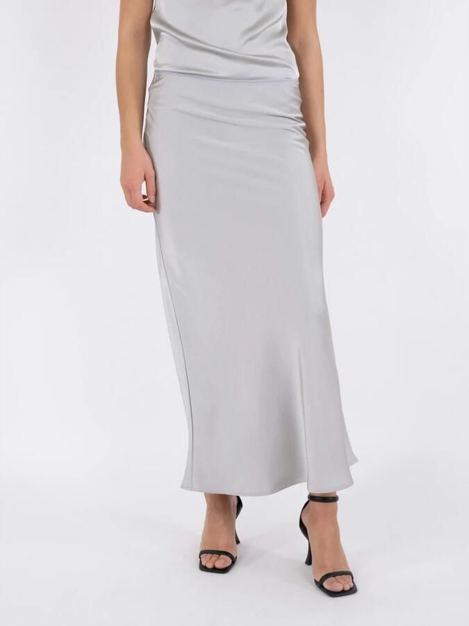 NEO NOIR Zilver Midi Rok Vicky Heavy Sateen Gray Dames