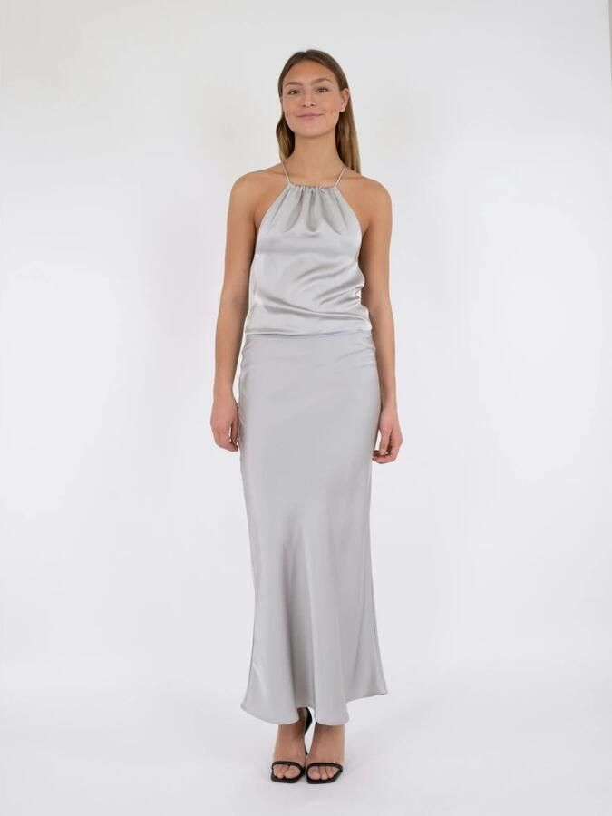 NEO NOIR Zilver Midi Rok Vicky Heavy Sateen Gray Dames - Foto 3