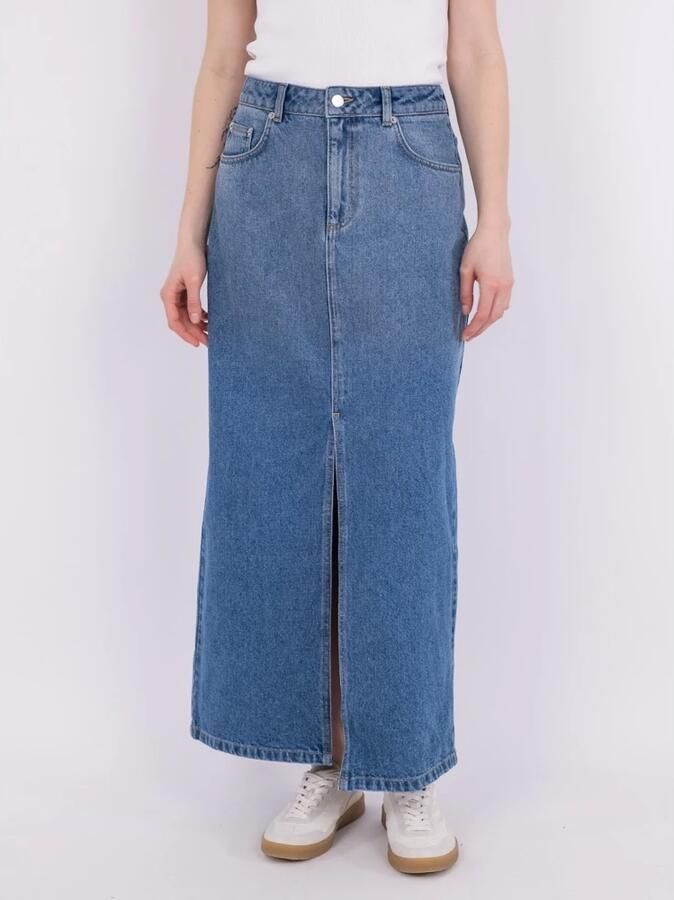 NEO NOIR Frankie D Rok Losse Pasvorm Knoop- en Ritssluiting Voorste Split Black Dames - Foto 4