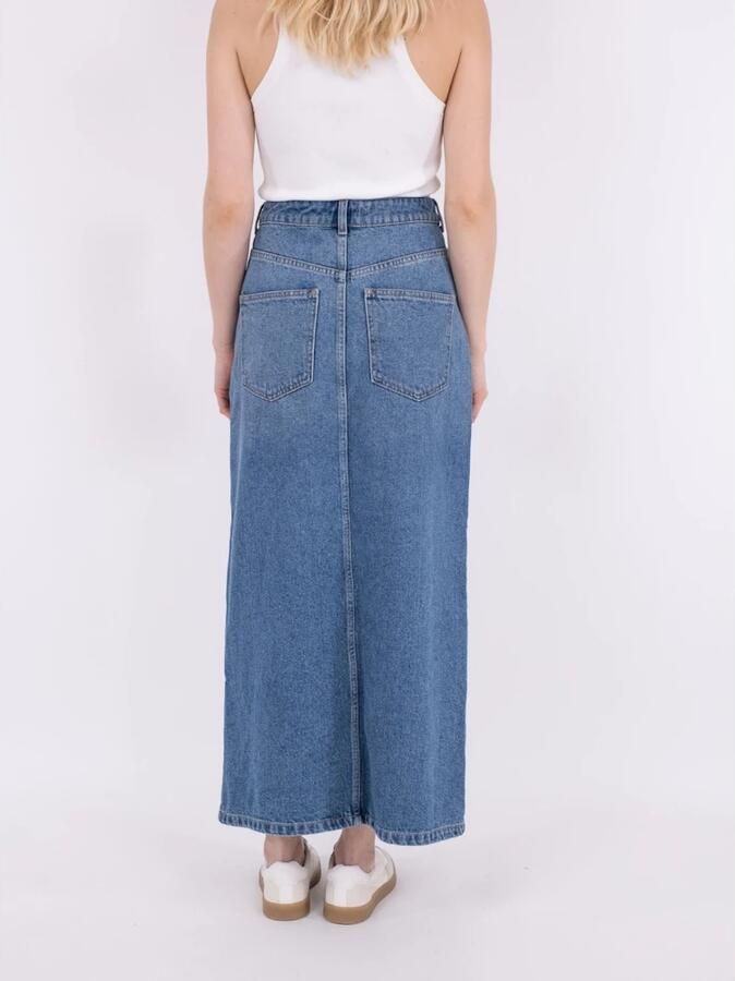 NEO NOIR Frankie D Rok Losse Pasvorm Knoop- en Ritssluiting Voorste Split Black Dames - Foto 5