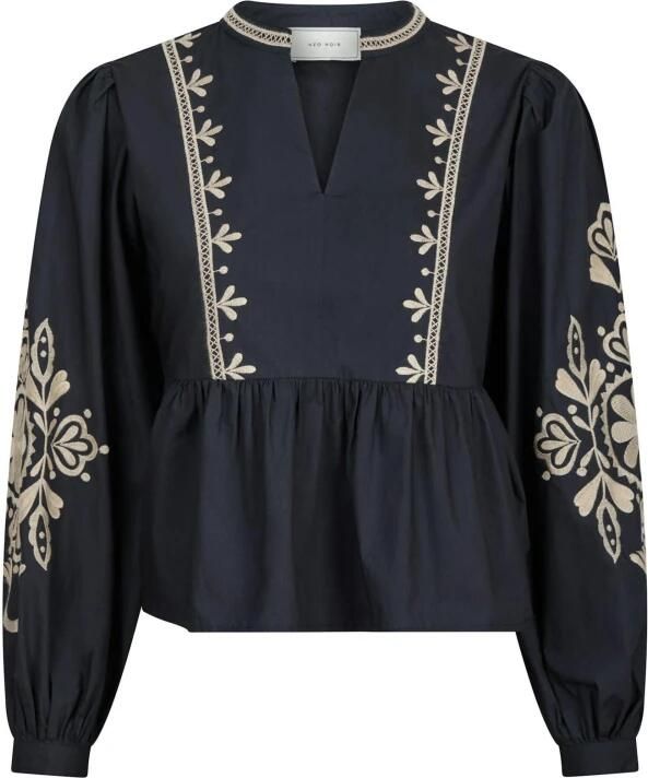 NEO NOIR Dames Blouses Ginia Emb Blouse Donkerblauw