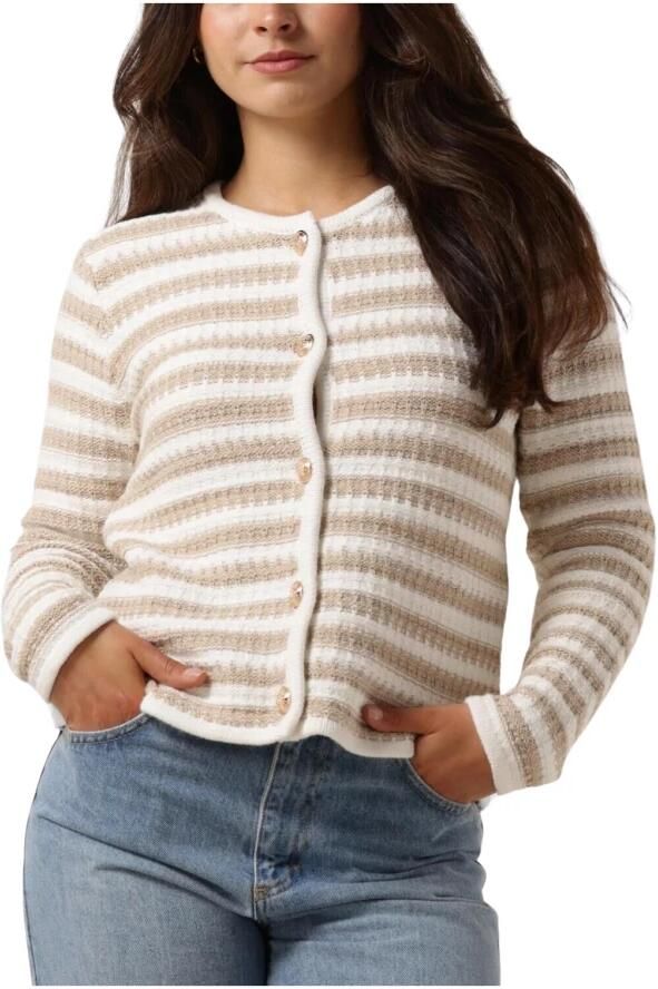 NEO NOIR Dames Truien & Vesten Limone Stripe Knit Jacket Zand - Foto 3