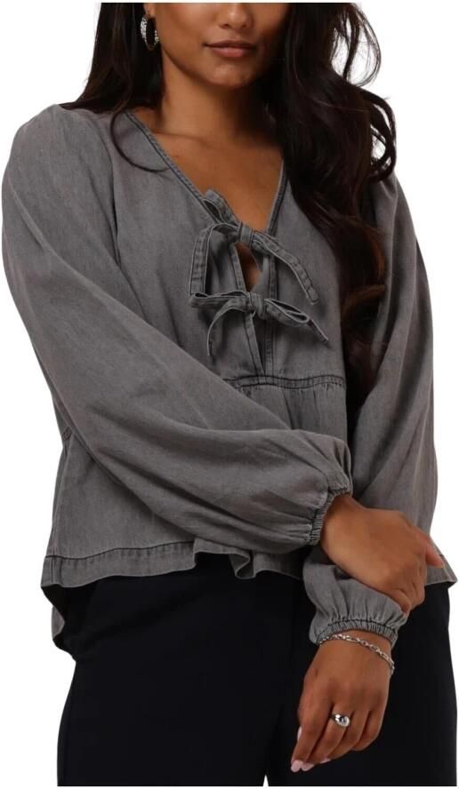 NEO NOIR Grijze Denimblouse met Strik voor Gray Dames - Foto 3