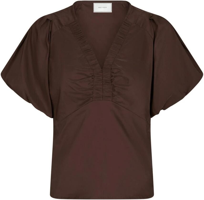 NEO NOIR Irina Poplin Blouse Donkerbruin Brown Dames - Foto 5