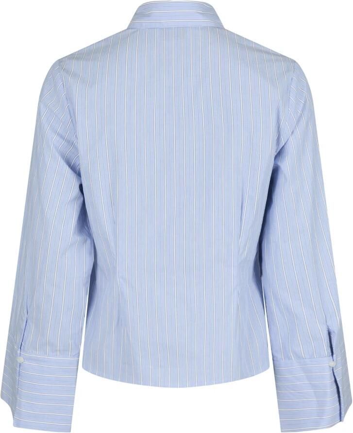 NEO NOIR Lichtblauw Gestreept Overhemd Stijlvol Modern Blue Dames