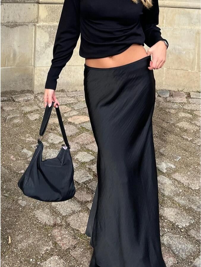 NEO NOIR Zwarte Vicky Heavy Sateen A-lijn Rok Black Dames - Foto 6