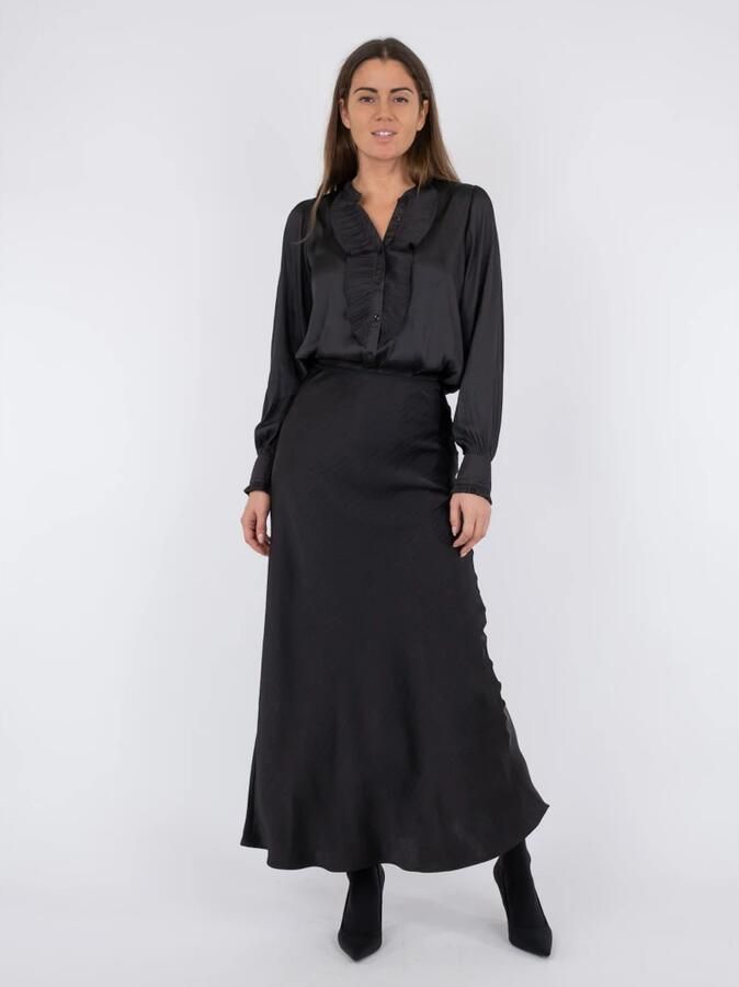 NEO NOIR Zwarte Vicky Heavy Sateen A-lijn Rok Black Dames - Foto 8