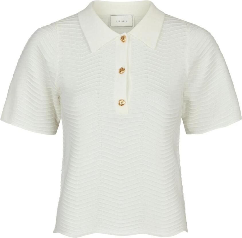 NEO NOIR Dames Tops & T-shirts Soko Wave Knit Tee Gebroken Wit