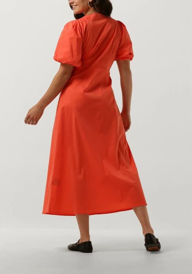 NEO NOIR Koraal Poplin Jurk met Gedrapeerd Detail Orange Dames - Foto 2