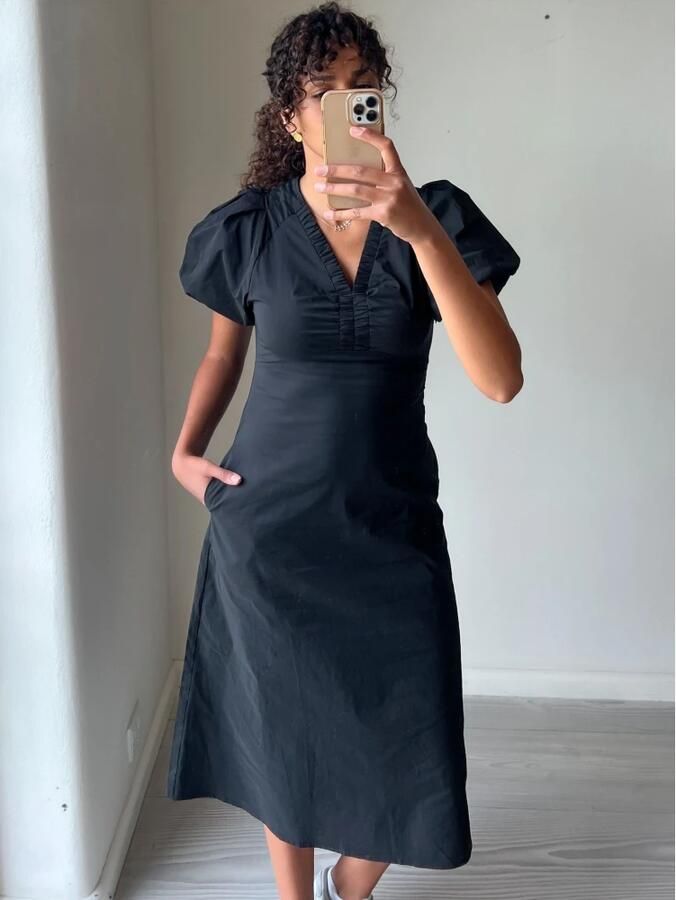 NEO NOIR Dames Jurken Illana Poplin Dress Zwart - Foto 5